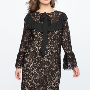 eloquii black lace nude lining sheath 14 nwt